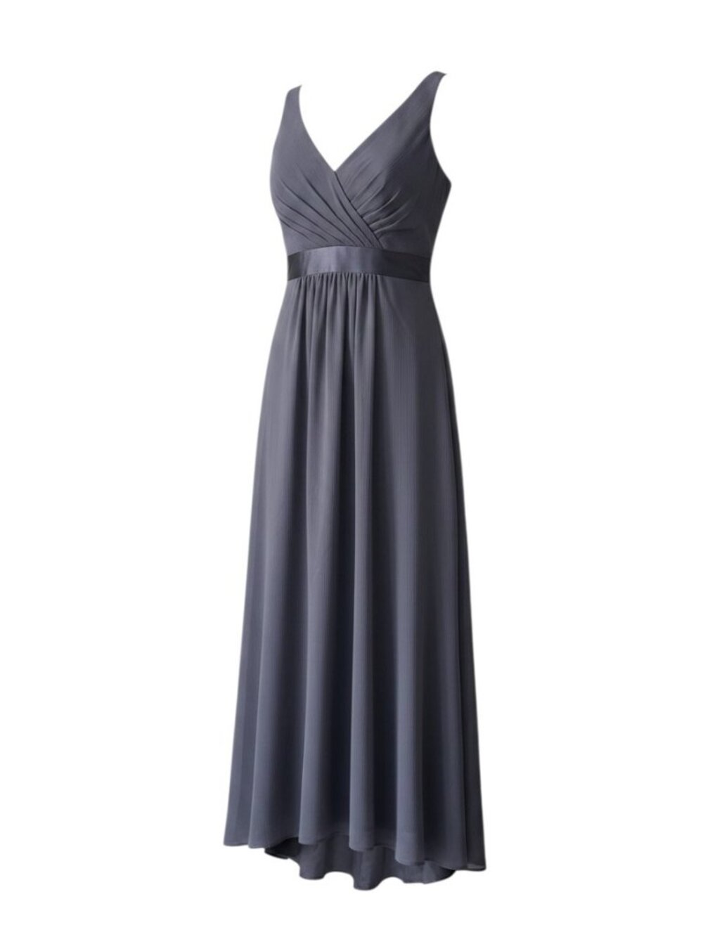 Davids Bridal Gray Sleeveless V-Neck Maxi Dress With Ruffle Back Size 16